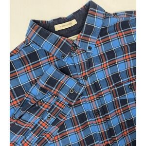 LL Bean Flannel Shirt Mens L Scotch‎ Tartan Plaid Button Down Slightly Fitted